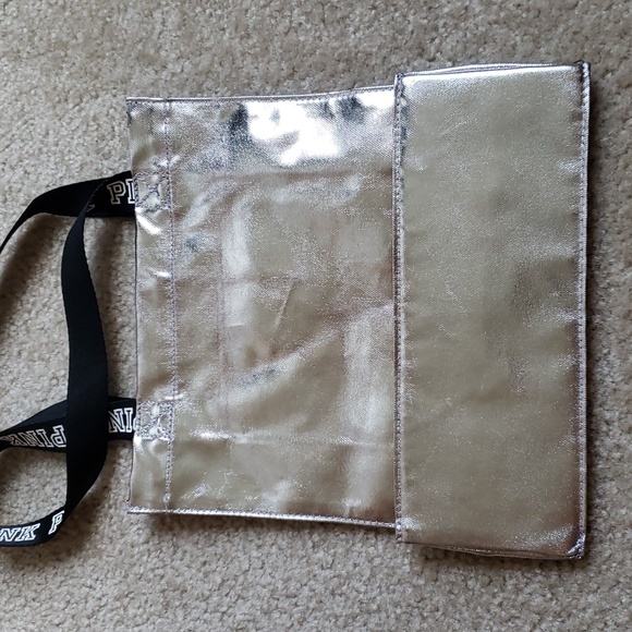 SILVER VICTORIA SECRET PINK TOTE BAG 10X10 - Picture 2 of 2